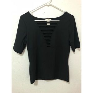 H&M deep cut black top